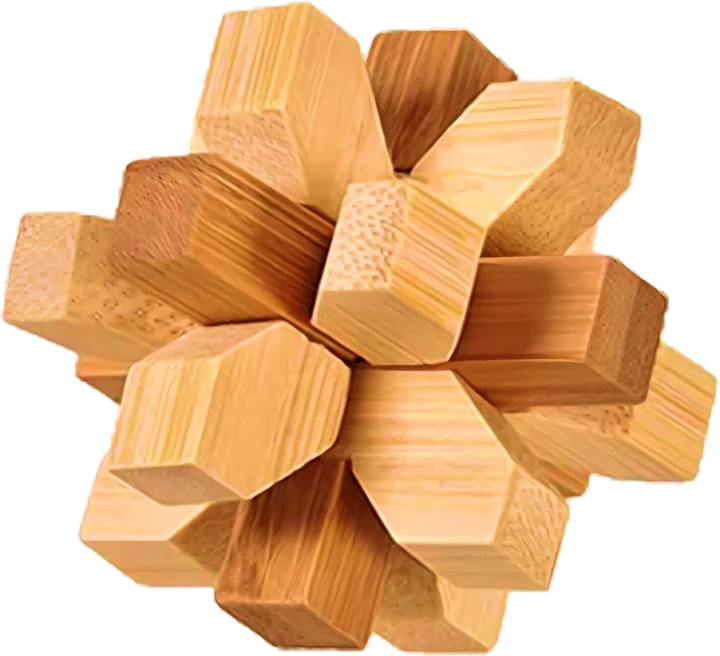 Snowflake puzzle, interlocking burr