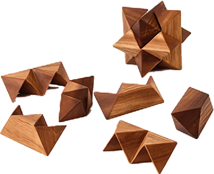 Star puzzle, six-piece star burr